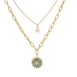 Expressive Round Geometric Stainless Steel Electroplating Necklaces